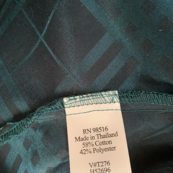 Coldwater Creek Teal Blue Geometric Design  Long Sleeve Blouse Zip Top Size XL - Picture 7 of 8